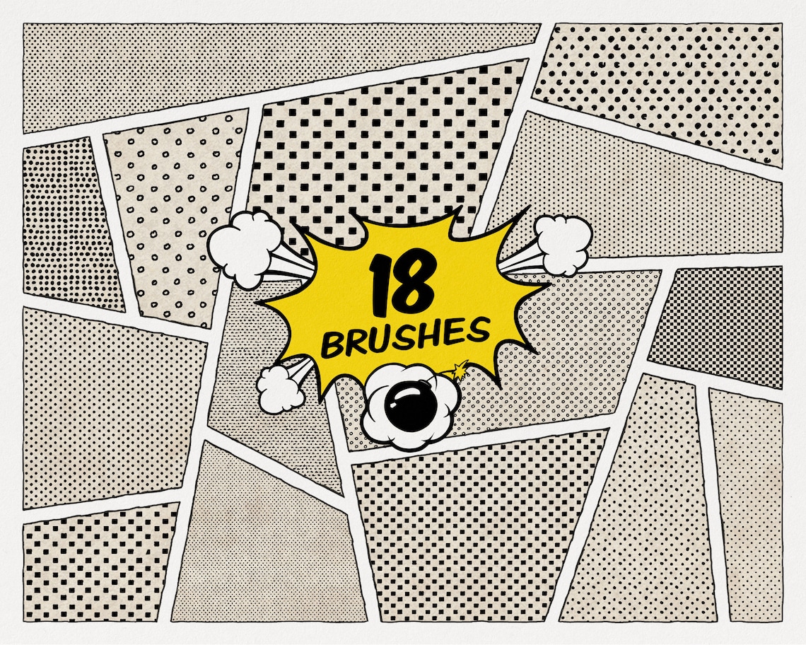 18 Dots & Squares Brushes Vintage Comic Book Etsy