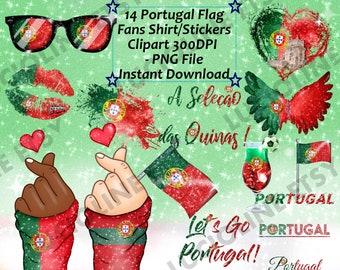 Flag Clipart] Portugal Fans Patriot Euro x14 PNG 300dpi Splash Paint Shirt Lisbon Seleçao Lips Summer Download Planner Scrapbook Printable