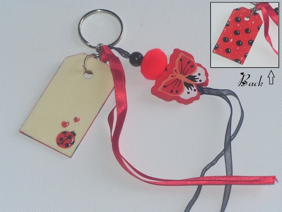 Cute Ladybug I Heart Love Keychain Key Ring