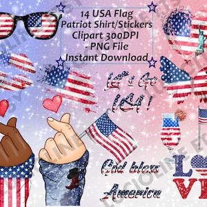 Flag Clipart] USA Fans Patriot America x14 PNG 300dpi Splash Paint Shirt Etats-Unis Kpop Lips Summer Download Planner Scrapbook Printable