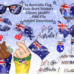 Flagge Clipart] Australien Fans Patriot World x14 PNG 300dpi Splash Paint Shirt Känguru Koala Lippen Sommer Download Planer bedruckbar