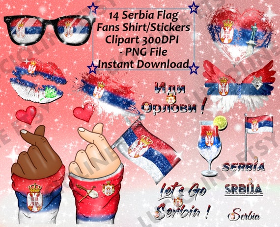 Flag Clipart] Serbia Fans Patriot World x14 PNG 300dpi Splash Paint Shirt Belgrade Wolf Tennis Lips Cup Football Download Planner Printable