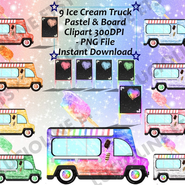 Ice Cream Truck Menu Clipart Etsy