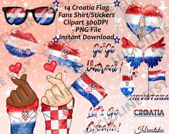 Flag Clipart] Croatia Fans Patriot Euro x14 PNG 300dpi Splash Paint Shirt Croatie Kpop Lips Summer Download Planner Scrapbook Printable