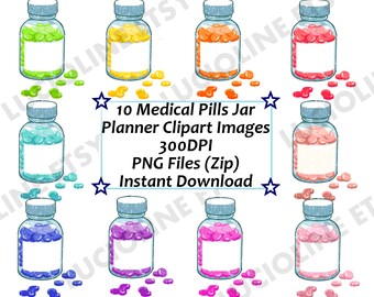 Medical Pills Label Organizer Clipart x10 PNG 300dpi Counter Pharmacy Love Pillbox Medicine Weekly Download Planner Stickers
