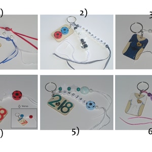 Bijou Keychain Porte-clé Foot France Wooden Key Ring Charm Gold Flag Mondial World Cup Love School Bag Bleu Blanc Rouge Girl