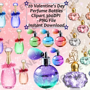 Clipart Fragrance Bottles Perfume x20 PNG 300dpi Perfume Bottle Couple Magical Download Planner Scrapbooking Printable