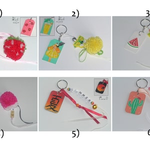 Keychain Porte-clé Summer Wooden Key Ring Lemonade Bubble Tea Sunset Charm Cactus Popsicle Strawberry Love School Bag Jewelry