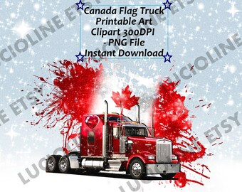 Flag Clipart] Canada Patriot Truck x1 PNG 300dpi Splash Paint Shirt Ottawa Print Truckers Red Download Planner Scrapbook Printable