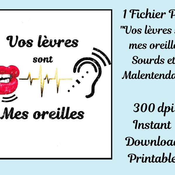 Deaf Clipart] Sourd Masque Quotes x1 PNG 300dpi Calligraphy Tag Badge Malentendants LSF Rentrée Lèvres Handicap Download Planner Stickers