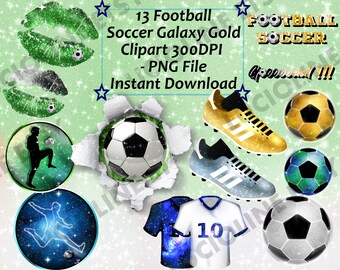 Football Clipart] Soccer Green Constellation x13 PNG 300dpi Sport Foot Jersey Kiss Shirt Transfer Download Planner Scrapbook Printable