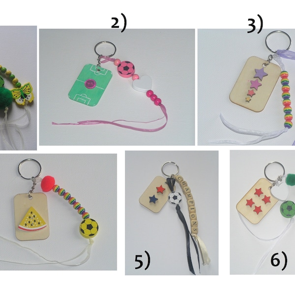 Mother's Day] Bijou Keychain Porte-clé Football Wooden Key Ring Charm France Italy Brazil Flag Mondial WomanPastel Love School Bag Jewelry