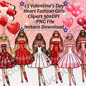 Valentine's Day] Clipart Red Heart Dress Fashion x23 PNG 300dpi Balloon Mode Love Rouge Coeur Download Planner Scrapbooking Printable