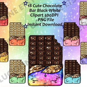 Mothers' Day] Clipart Chocolate Bar x18 PNG 300dpi Rainbow Kawaii Candy Choco Cocoa Jewelry Download Planner Scrapbook Printable