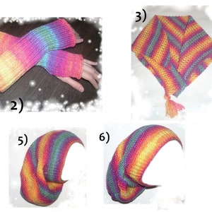 Rainbow Warmers Elf Beanie Scarf Winter Fall Glitter Yarn Christmas Mittens Handmade Knitted Hat Scarf Rainbow