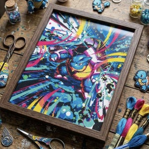 Mega Blastoise EX Cross Stitch - TCG Pocket 84 - Pokemon PDF Pattern Chart