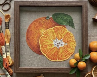 Delicious Orange Tangerine Cross Stitch - Fine Art PDF Pattern Chart