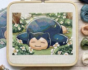 Snorlax Cross Stitch - XY Kalos Starter Set 26- Pokemon PDF Pattern Chart