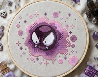 Shimmering Gastly Cross Stitch  - Pokemon Art PDF Pattern Chart