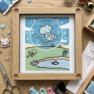 Bubble Mew Cross Stitch - 232/091 Paldean Fates - Pokemon PDF Pattern Chart