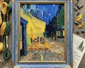 Cafe Terrace At Night Cross Stitch - Fine Art PDF Pattern Chart