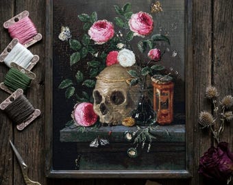 Vanitas Still Life Memento Mori Cross Stitch - Fine Art PDF Pattern Chart