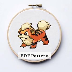 Growlithe - versie 2 - Pokemon-kruissteekpatroon - pdf-patroonkaart