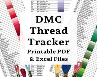 Printable DMC 6 Strand Embroidery Thread Color Chart Tracker Inventory Sheet