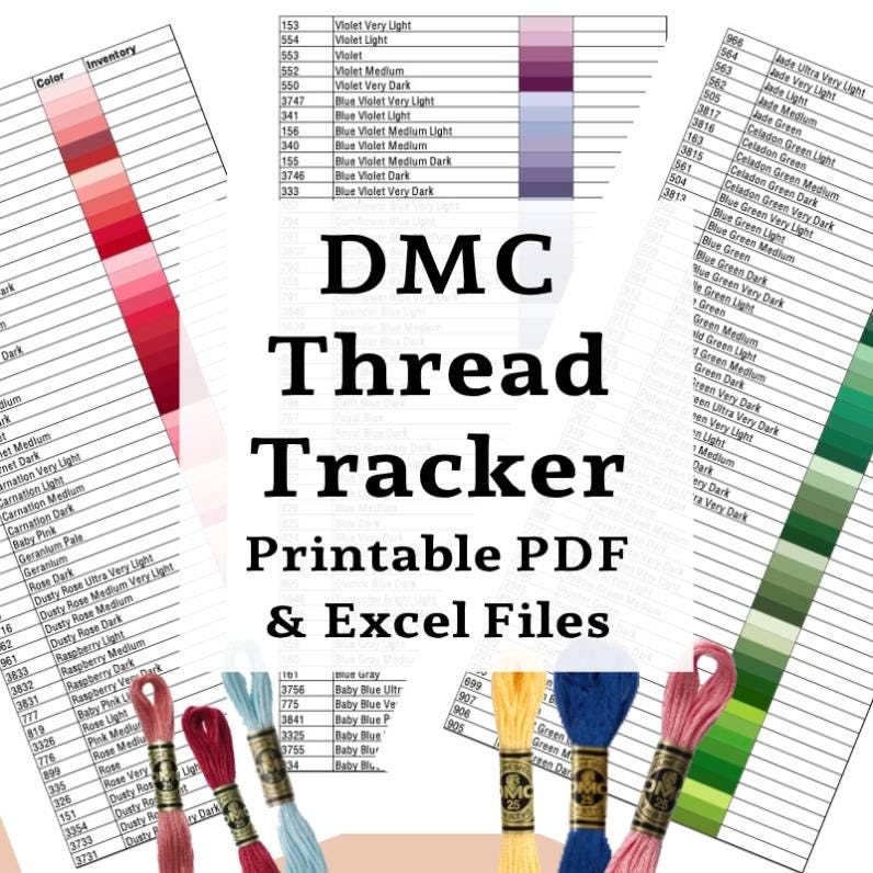 Printable Dmc Thread Color Chart Tracker Inventory Sheet.pdf Printable DMC 6 Strand Embroidery Thread Color Chart Tracker Inventory ...