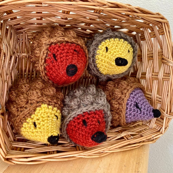 Crocheted hedgehog amigurumi plushy custom colors