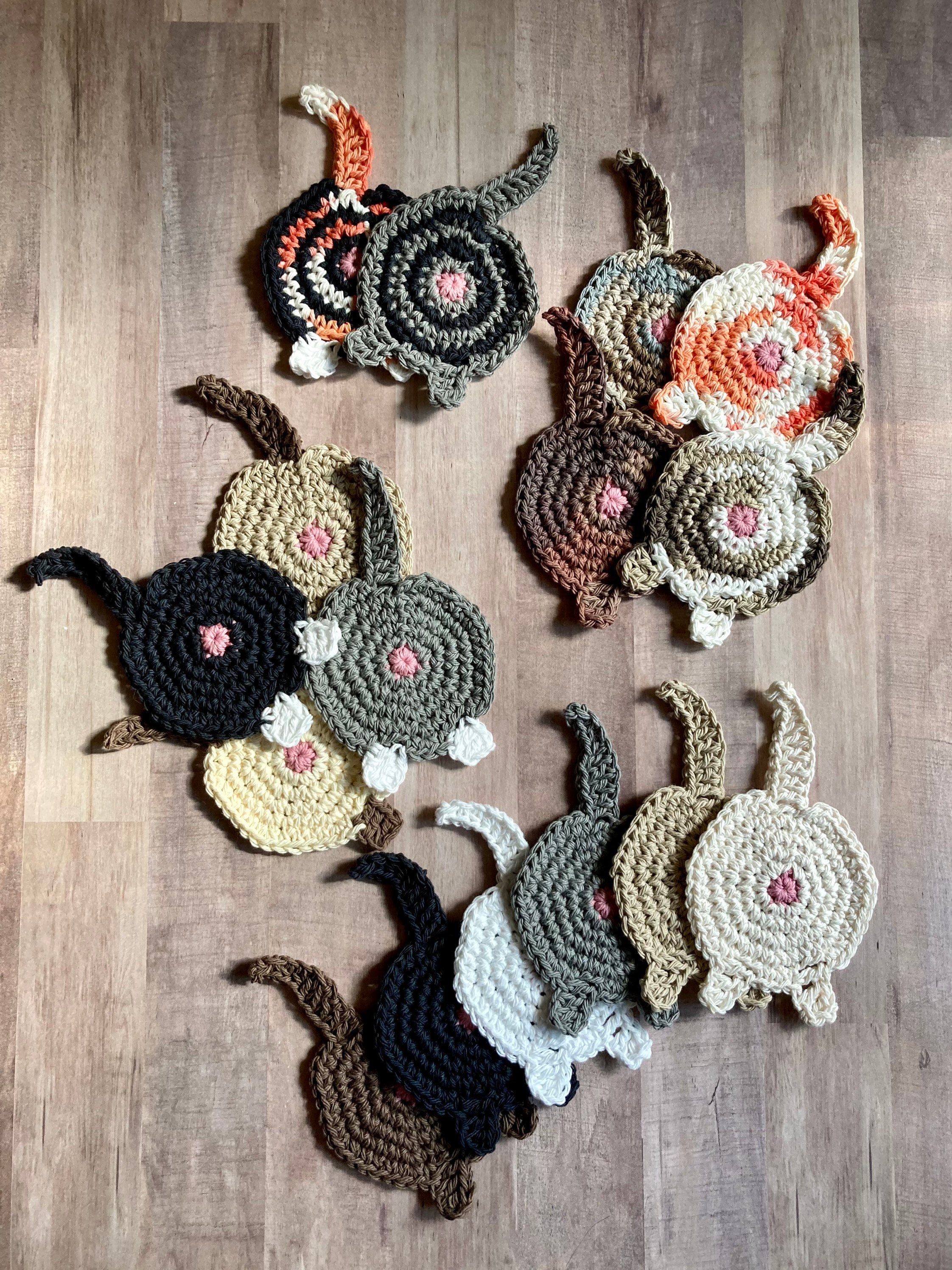 8 Pcs Cat Butt Coasters Cute Coasters for Drinks Crochet Cat Coasters  Absorbent Bar Coasters Funny Cat Gifts for Cat Lover, Home Office Table  Decor, 8