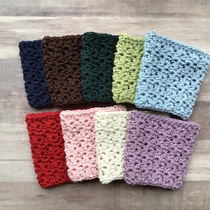 Cotton cup cozy, coffee cup holder, textured mug wrap, reusable cup sleeve, gift for teacher, stocking stuffer, crochet cup cover