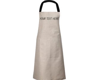 Embroidered Linen Apron – Handmade Natural Cotton Blend Kitchen Apron