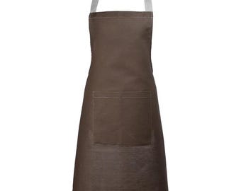 Handmade Brown Linen Kitchen Apron – Natural Cotton Blend, Unisex