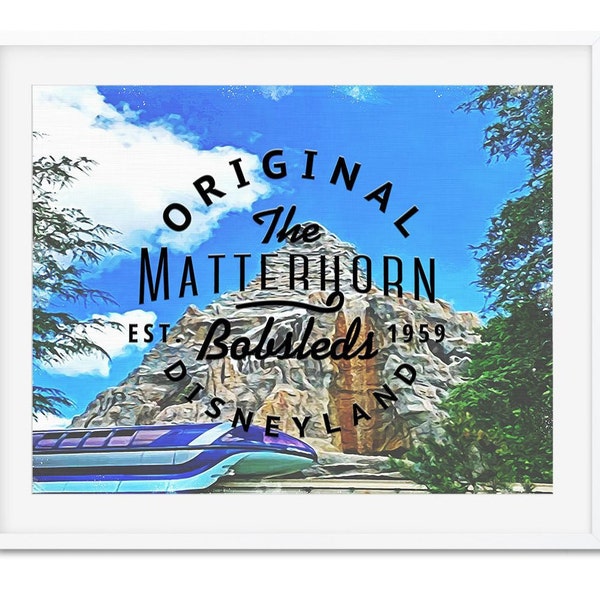 Disneyland Matterhorn Bobsleds Art Print, Disneyland Attraction Poster, Disney Wall Art, Disney Home Decor