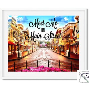 24x18 oder 36x24 Disneyland Park, Main Street and Sleeping Beauty Castle &quot;Meet Me on Main Street&quot;, AquarellEffekt Disney Print