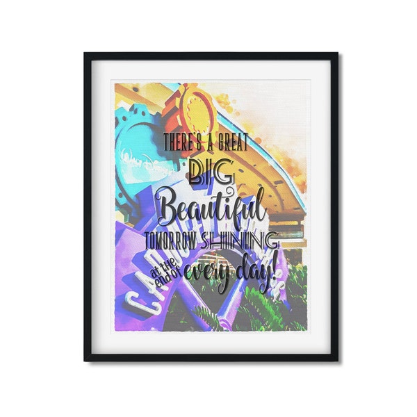 Lámina artística Carrusel del Progreso: Hay un mañana hermoso y grandioso que brilla al final de cada día. Opción en color o blanco y negro.