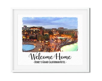Konsttryck Disneyland Grand Californian Resort, konsttryck Disney Vacation Club, heminredning i Disneyland Kalifornien Disney Resort