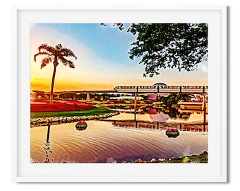 Epcot Watercolor Effect Print, Disney Epcot Home Decor, Disney Theme Park Print