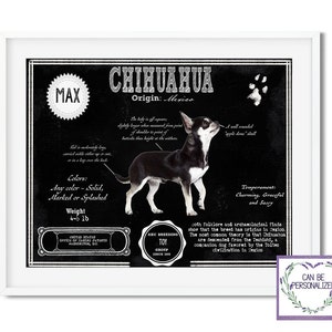 Chihuahua: Antique Architecture Patent Drawing Style Print / Wall Art / Chihuahua Gift/ AKC Breed Info/Chihuahua Art