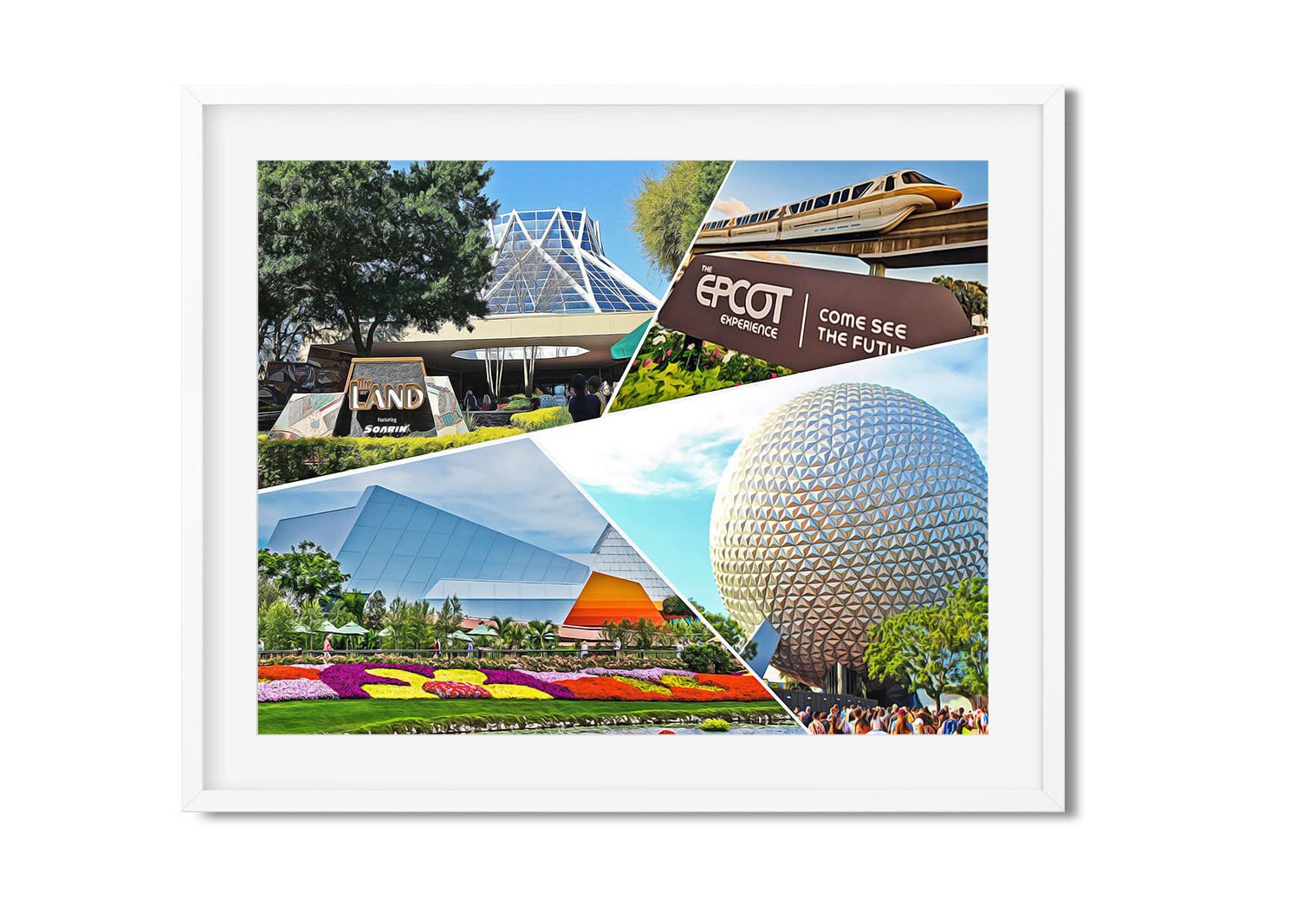 Epcot Collage Arte de pared del Epcot Center, decoración del hogar de Walt Disney ...