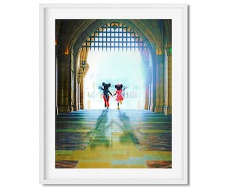ディズニー ウォルトディズニー ミッキー＆ミニー　絵画 ディズニー公認作家 ウォルフリド・ガルシア 「ミッキー&ミニー