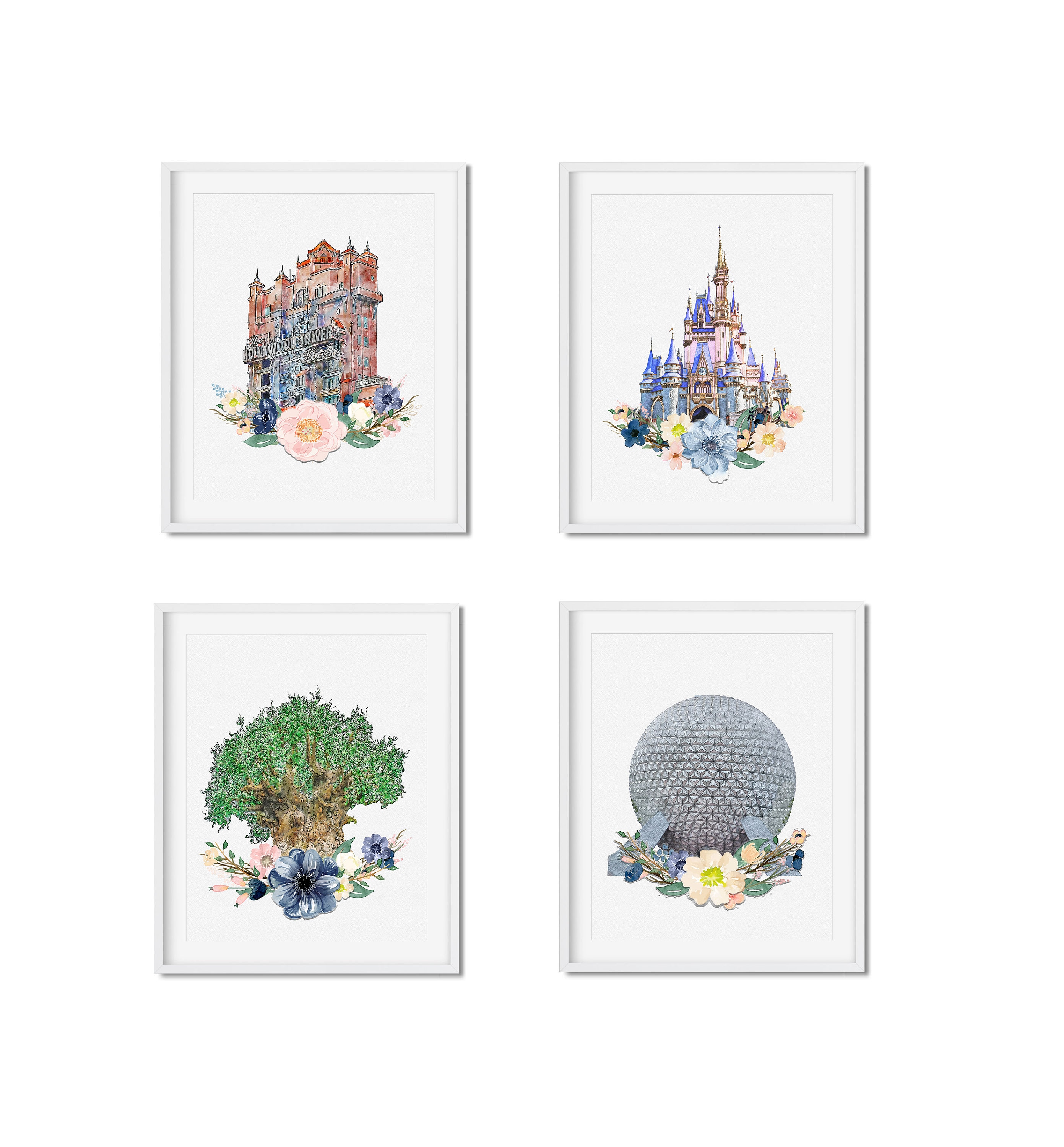 Disney Kitchen Towels - Retro Magic Kingdom Map Icons - Set of 2