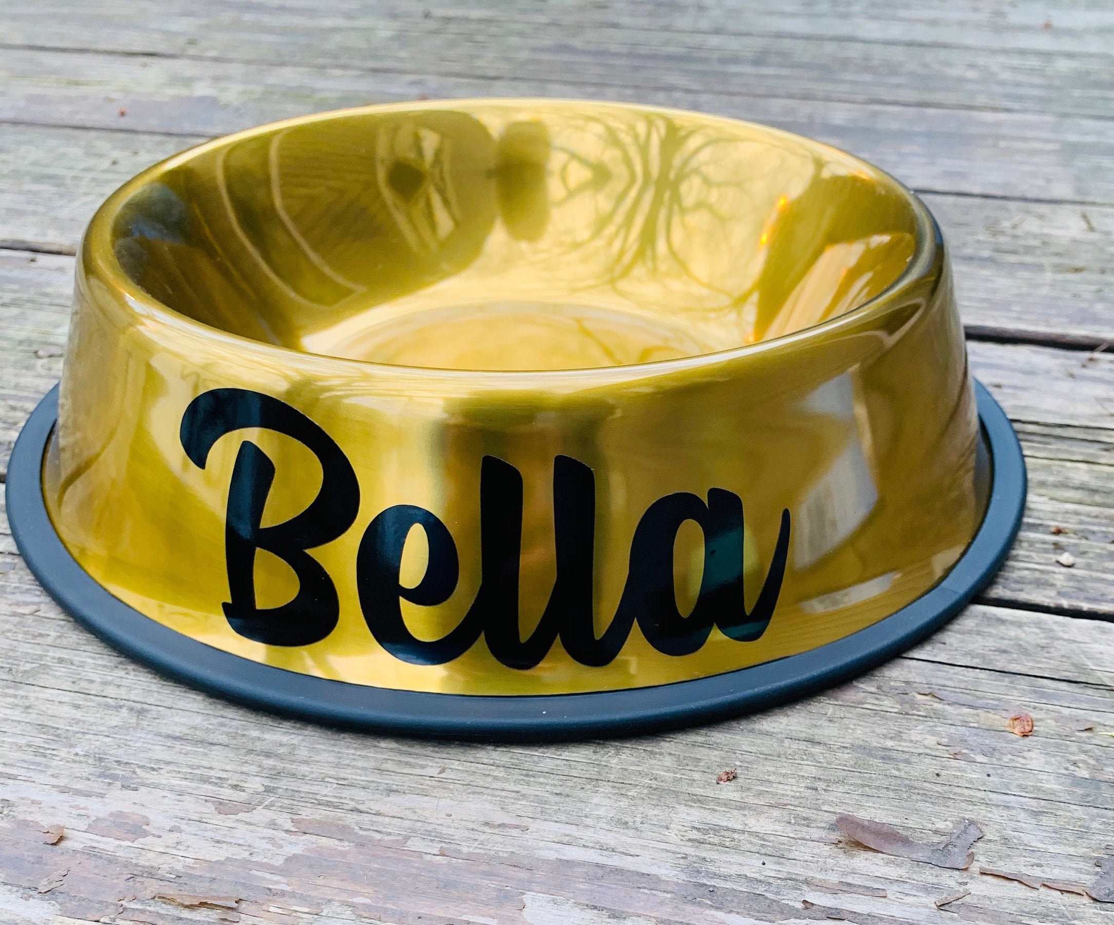 Gold Dog Bowl Personalized Gold Dog Dish Custom Cat Bowls Etsy