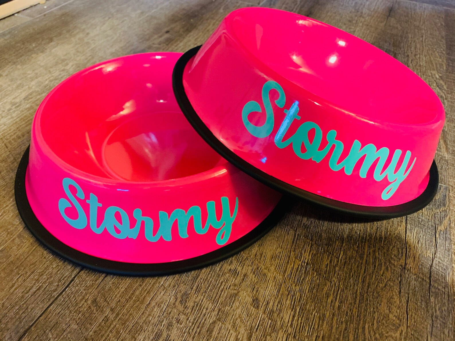 Pink Dog Bowl Personalized Pink Dog Dish Custom Pink Cat Etsy