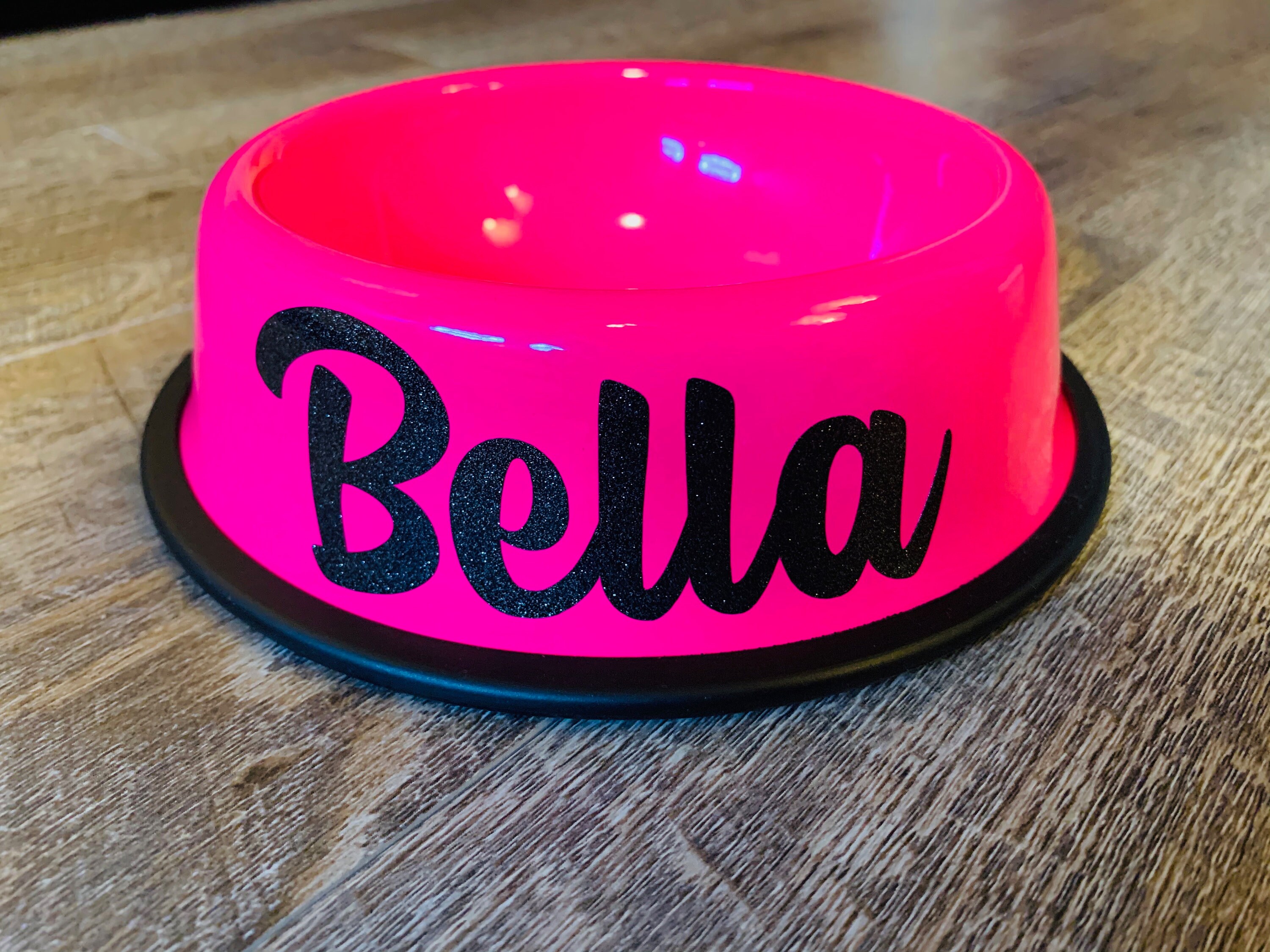 Pink Dog Bowl Personalized Pink Dog Dish Custom Pink Cat Etsy