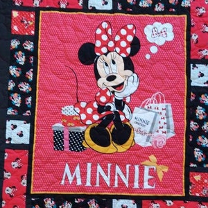 Minnie Mouse Quilt using Licensed Fabric, Mouse Blanket, Car Seat Quilt, Baby Quilt, Stroller Quilt, Baby Shower Gift, Flannel Quilt image 4