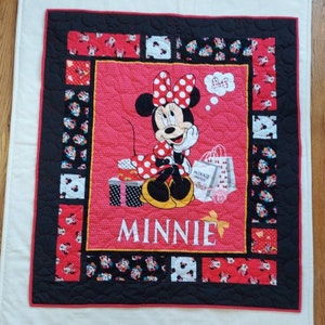 Minnie Mouse Quilt using Licensed Fabric, Mouse Blanket, Car Seat Quilt, Baby Quilt, Stroller Quilt, Baby Shower Gift, Flannel Quilt image 1