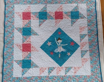 Ballerina Quilt, Baby Quilt, Baby Blanket, Ballet, Lap Quilt, Throw Quilt, Crib Quilt, Baby Shower Girl, Girl Quilt, Pink Quilt