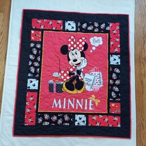 Minnie Mouse Quilt using Licensed Fabric, Mouse Blanket, Car Seat Quilt, Baby Quilt, Stroller Quilt, Baby Shower Gift, Flannel Quilt image 5